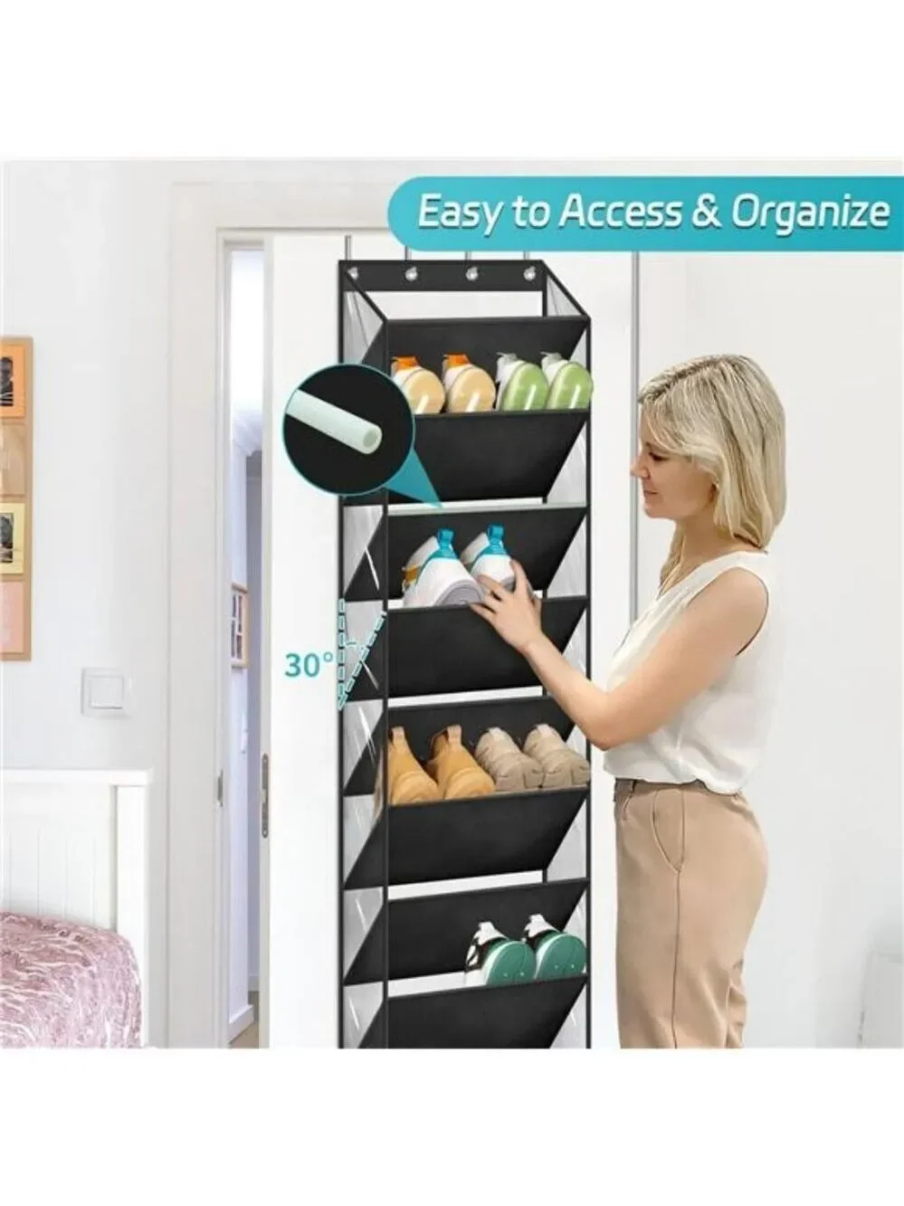 Over Door Shoe Organizer 10 Tier Hanging Rack 20 Pair Storage for Closet